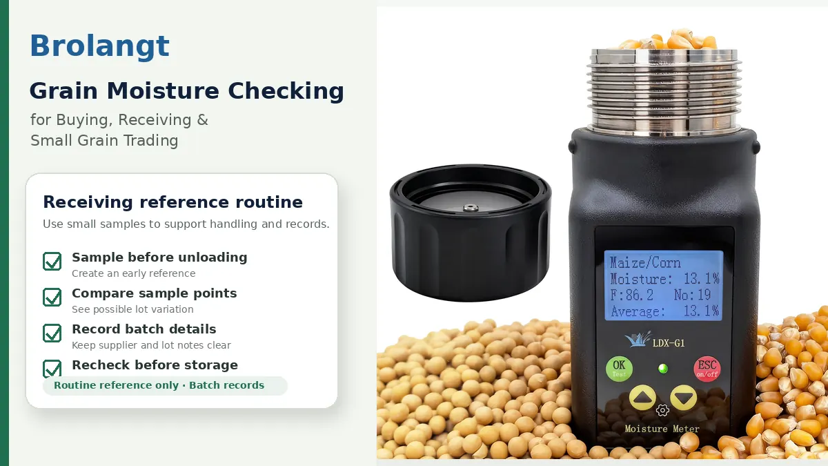 Brolangt grain moisture meter with grain samples for buying and receiving checks