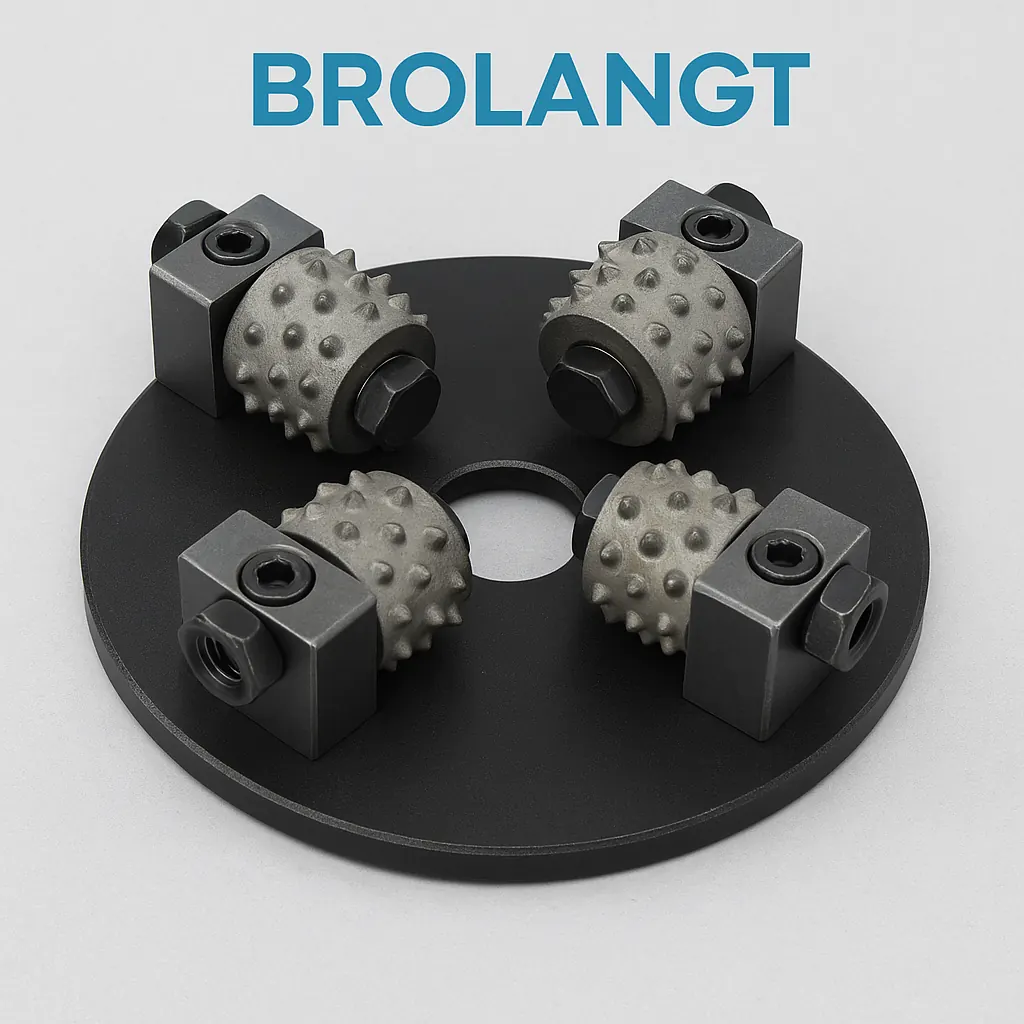 Brolangt bush hammer plate used for removing non-metallic coatings from concrete and stone surfaces, professional construction tool branding image