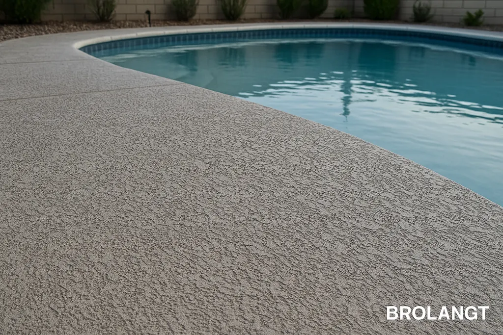 textured concrete pool deck with non slip surface Brolangt